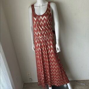 Soft Surroundings Red and Gold Zigzag Maxi Dress